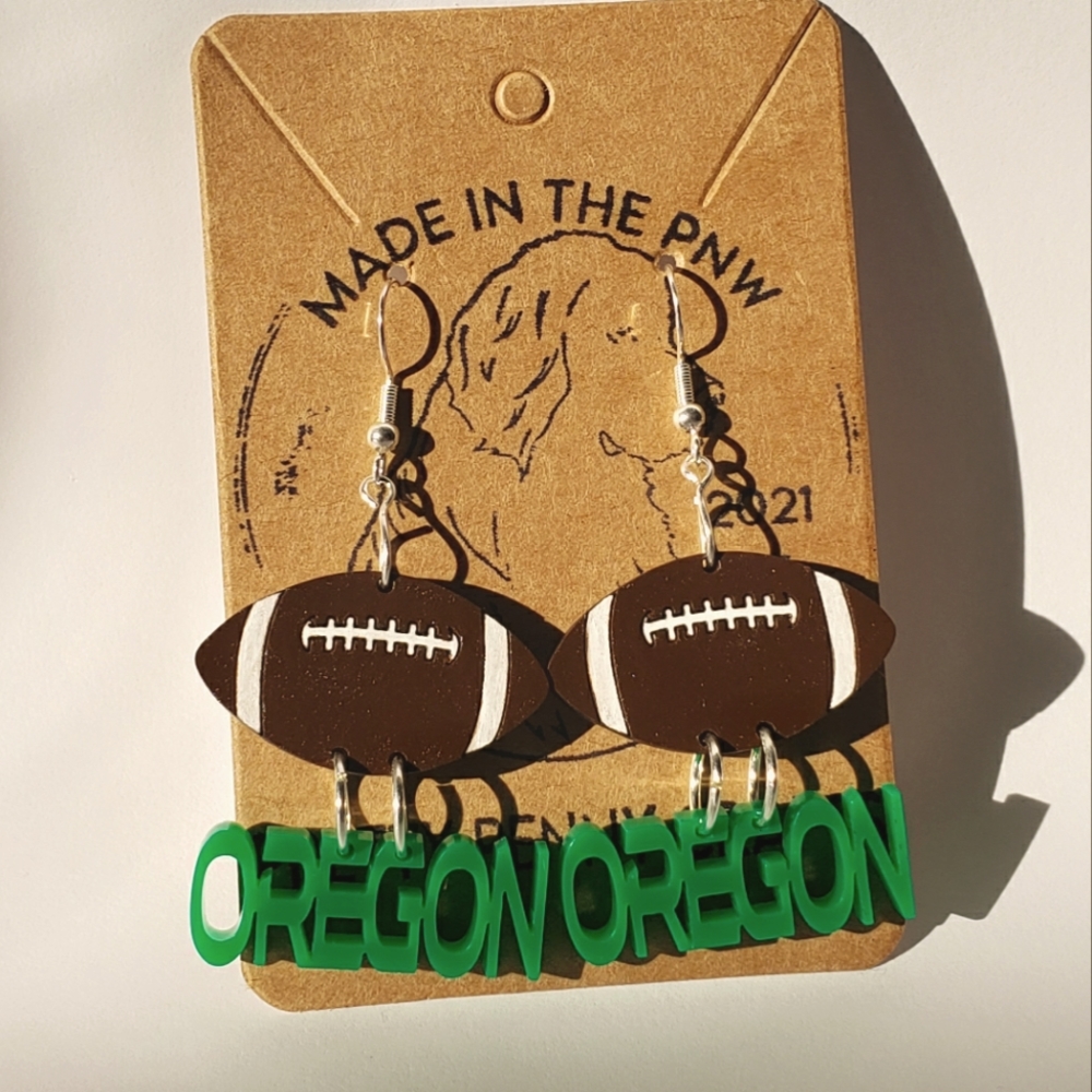 Oregon Ducks Football Dangle Earrings